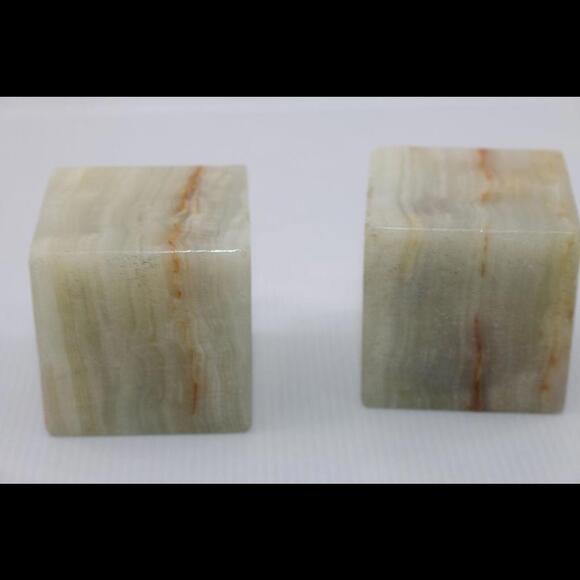 Vintage Carved Onyx Agate Stone Dice Paperweight Pen Pencil Holder Desk - Picture 4 of 8